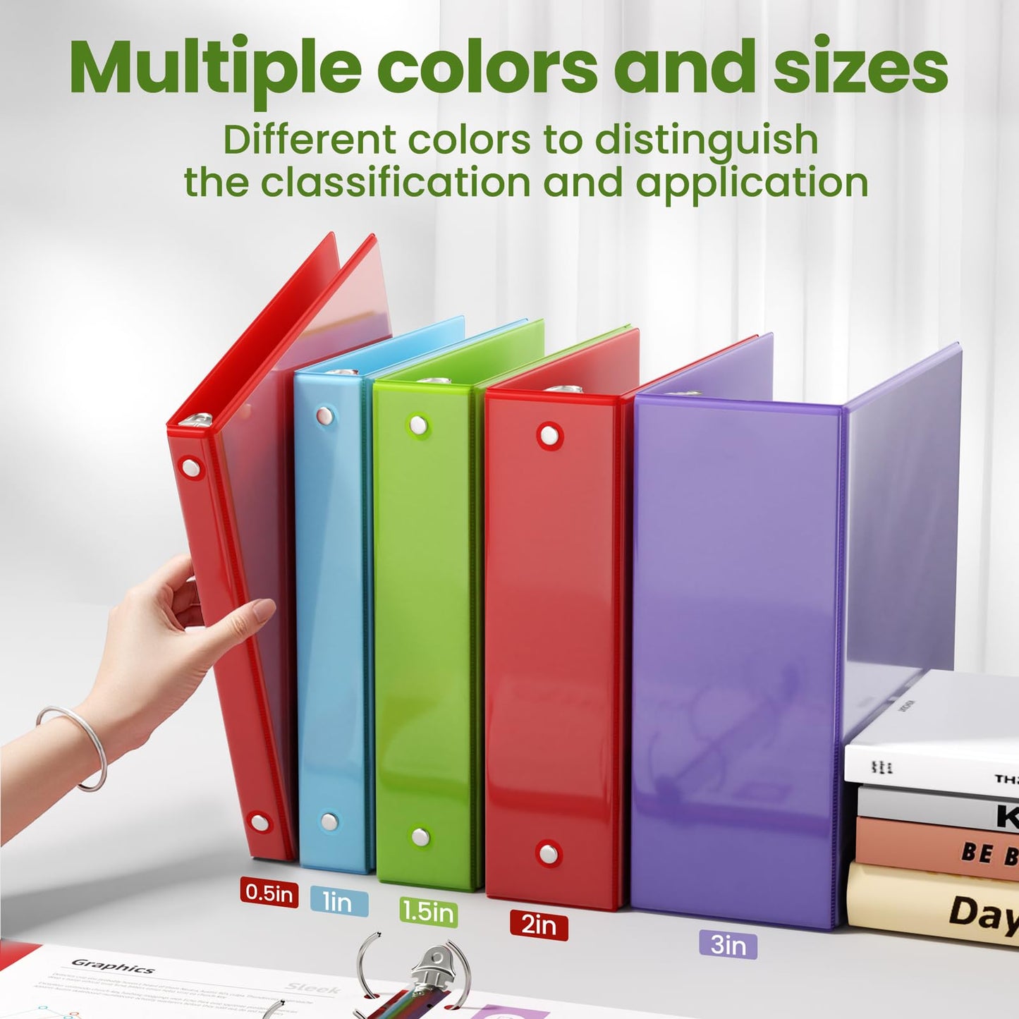 SUNEE 3 Ring Binder 1.5 Inch 1 Pack, Clear View Binder Three Ring PVC-Free (Fit 8.5x11 Inches) for School or Office Supplies, Tender Green