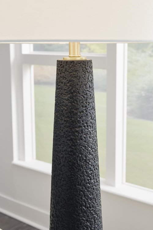 Signature Design by Ashley Hallburg Modern Textured Polyresin Floor Lamp with 3-Way Switch, Black