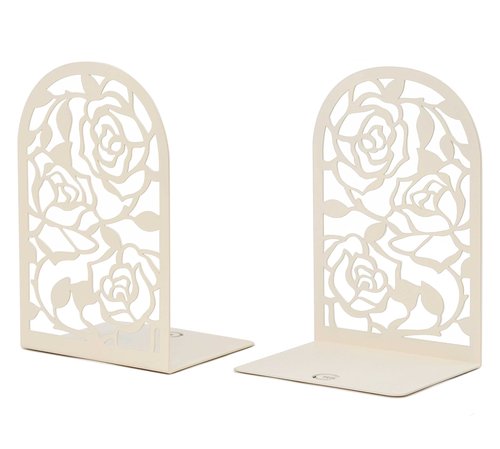 CNK Book Ends, Premium BookEnds for Bookend Shelves, Book Stopper Metal Book Ends for Home Office Heavy Books, Book Shelf Holder, Home Decorative, Book Stoppers, Book Holder (Rose White)
