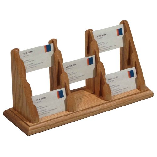 Wooden Mallet 9-Pocket Countertop Business Card Holder, Light Oak