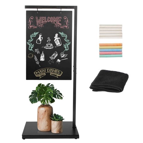 SHANTRA Metal Base Double-Sided Chalkboard Sign, 19" x 43" - Standing Sandwich Board Signs for Restaurant, Business, Cafe, Wedding