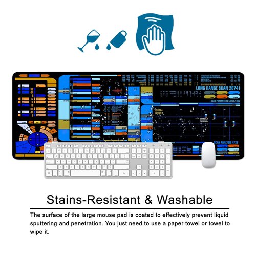 Spacecraft Dashboard Gaming Mouse Pad Large Mouse Pad Office Desk Accessories XL Desk Mat 31.5x11.8x0.12 inch Blue Large Desk Pad Keyboard Pad (Console)