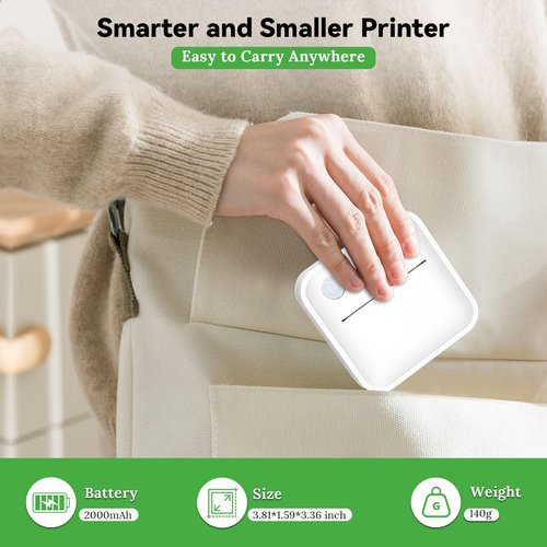 Miouca Label Maker Machine with Tape - Mini Sticker Printer Bluetooth Label Printer for Home Office Organization, Portable Thermal Sticker Maker Print Pod with Multiple Templates for Phone(White)