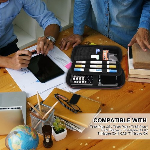 ZUJFPL Hard Graphing Calculator Case Compatible with Texas Instruments TI-84 Plus CE/TI-84 Plus/TI-Nspire CX II CAS/TI-Nspire CX II/TI-83 Plus/TI-85/TI-86/TI30xs/TI36X Pro/TI 34 Calculator - Black