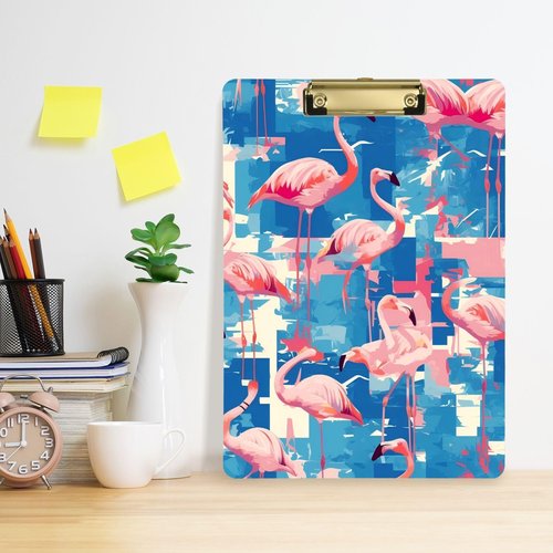 Pink Flamingo mini clipboard Cute Hard Board for Soccer Truck Driver Size 9 x 12