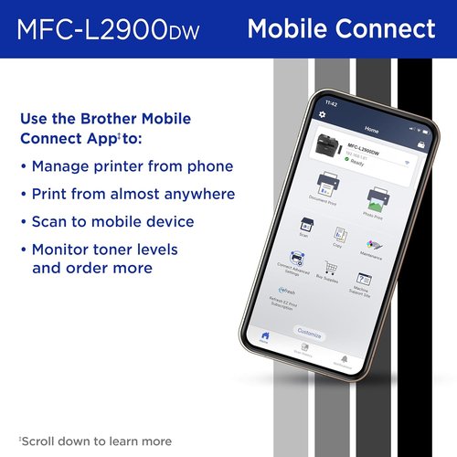 Brother Professional Laser Printer - High-Speed 36 PPM Monochrome All-in-One with Wireless Duplex Printing & 3.5" Touchscreen