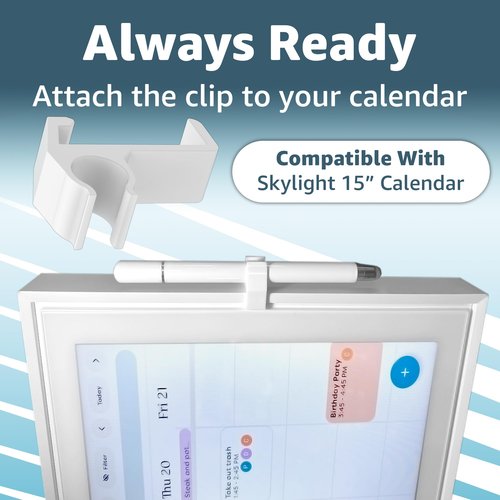Jmoe USA Stylus and Mount for Skylight 15 inch Calendar | Dual Tip Stylus with Mesh and Disc Tips | 2 Spare Replacement Tips | Flexiple Stylus Holder Mounts to Calendar