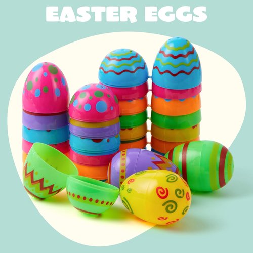 JOYIN 72-Pack Plastic Easter Eggs - Bright, Fillable 3.15'' Eggs for Hunts & Party Favors