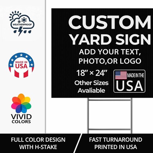 Custom Yard Sign with Stake - 18x24 Personalized Outdoor Sign for Events & Birthdays - Durable Weatherproof Plastic