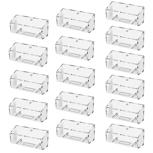 Eersida 16 Pcs Business Card Holder Wall Mount Clear Acrylic Display Stand for Office Desk Fits Standard Size Business Cards - Plastic Support Parts Need to Be Assembled at the Bottom