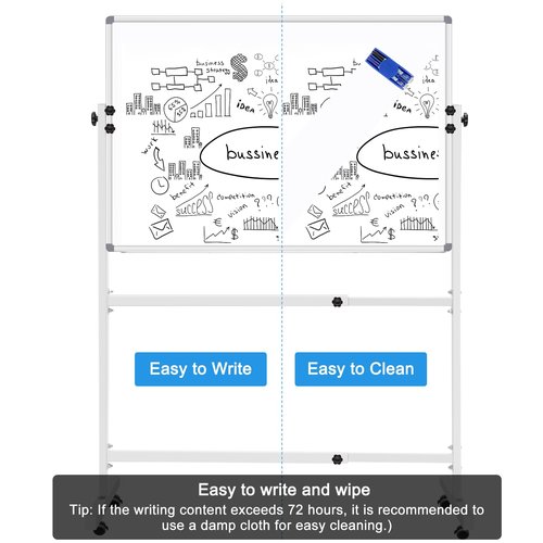 BSTPCOO Dry Erase Board with Stand 36"x24", Height Adjustable Mobile White Board with Stand Rolling Magnetic Whiteboard on Wheels Standing Whiteboard Including 1 Eraser, 2 Markers and 20 Magnets