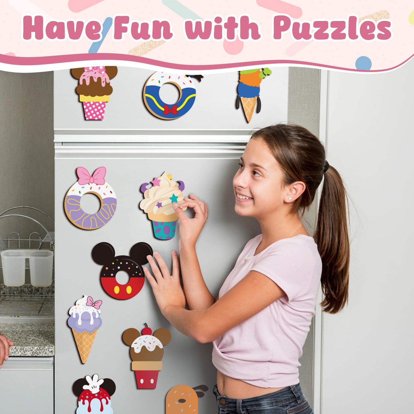 BOpusail 24Pcs Summer Ice Cream Mouse Cruise Door Magnets Cute Style Ice Cream Cruises Entrance Decals Decor Refrigerator Garage Magnet Waterproof Magnetic Sticker for Holiday Carnival Ships Cabin