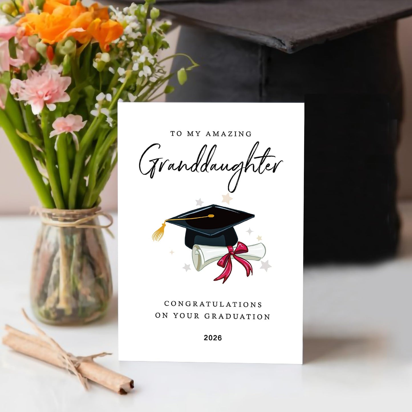 tiangqiwoole Graduation Card for Granddaughter 2026 Proud Grandparents Congrats Greeting Inspirational Gift for High School or College Achievement (Granddaughter)
