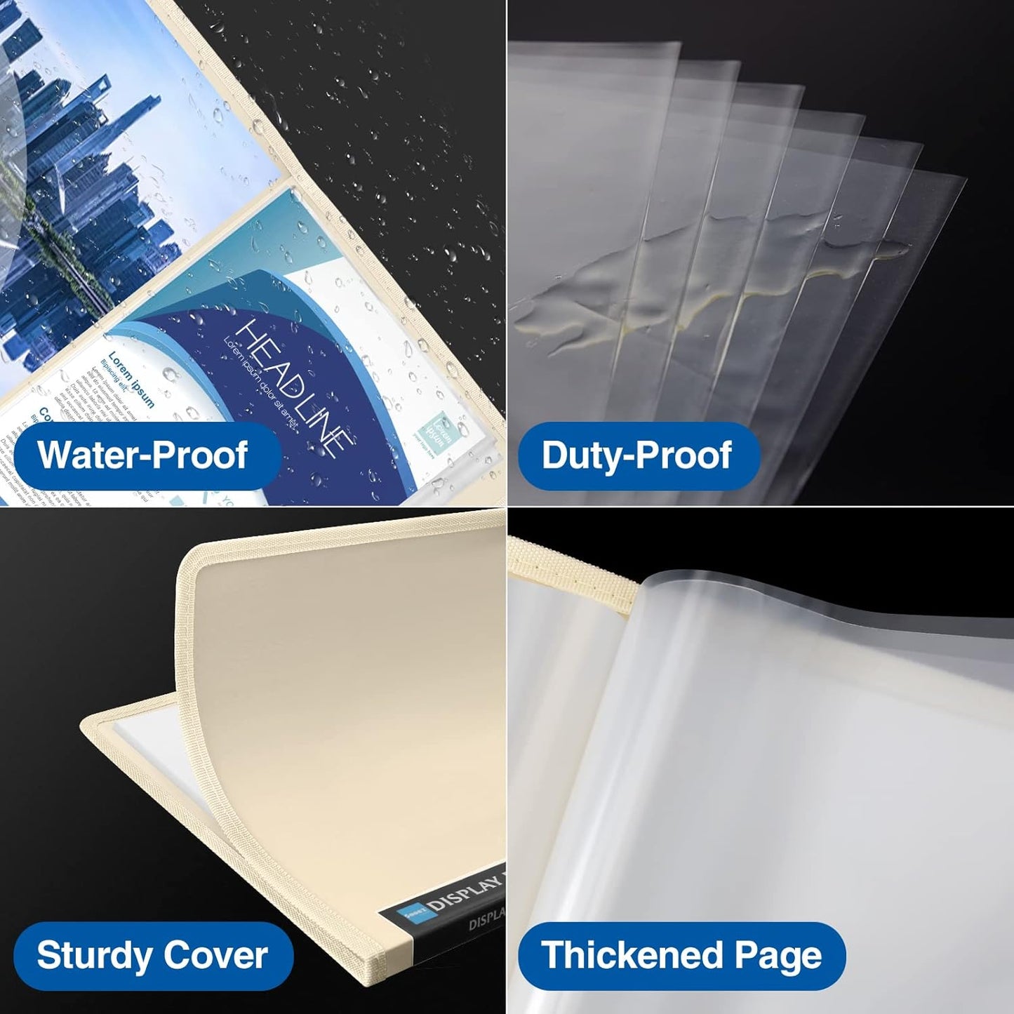 Sooez 30-Pocket Art Portfolio Binder - Heavy Duty Clear Sheet Protectors | Ivory 8.5x11 Size