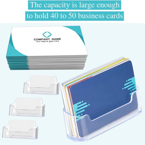 Thenshop 64 Pack Business Card Holder Desktop Business Card Stand Acrylic Holder Stand Clear Postcard Display for Home Office Desk Table (Desktop Style)
