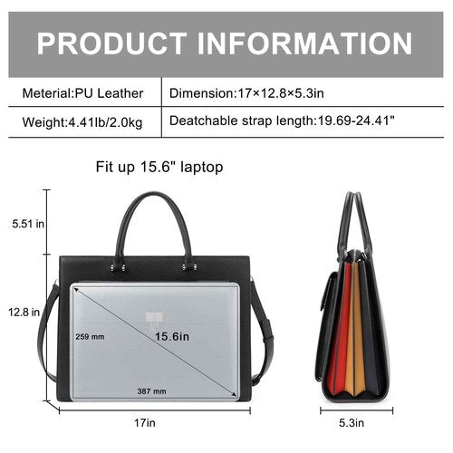 CLUCI Briefcase for Women Vegan Leather 15.6 Inch Laptop Bag Large Pocket Business Ladies Shoulder Bag