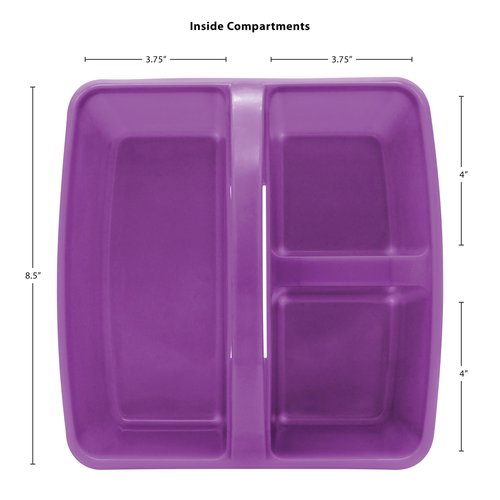 Teacher Created Resources Purple Portable Plastic Storage Caddy 6-Pack for Classrooms, Kids Room, and Office Organization, 3 Compartment