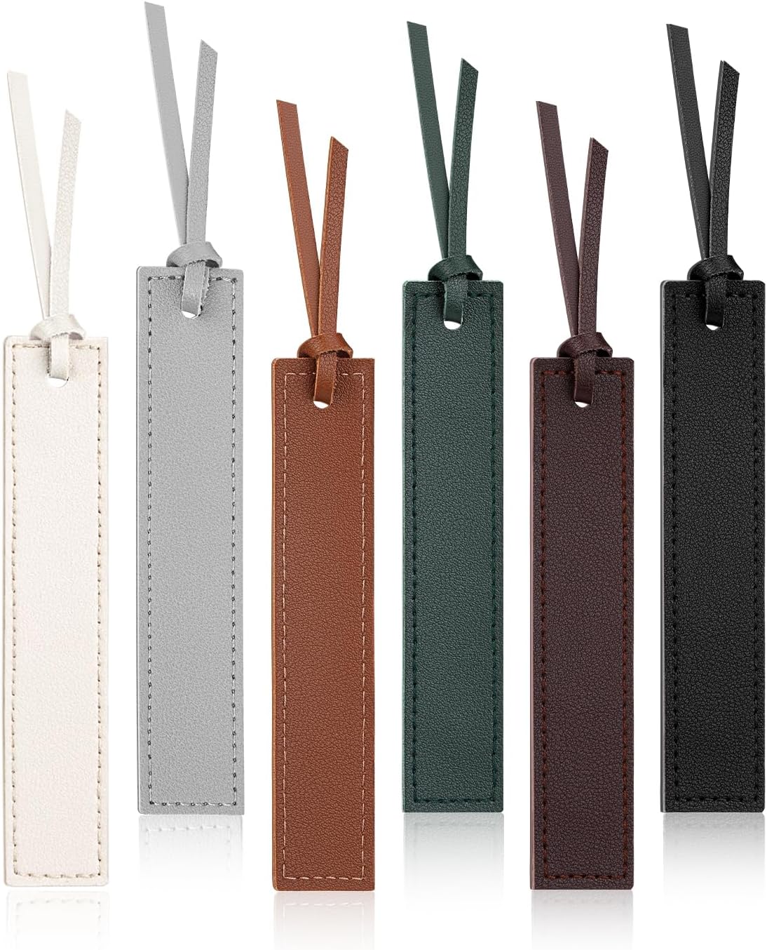 Skiennix Leather Bookmark Set - 6 Handmade Classic Style Bookmarks with Rope | Perfect for Readers & Book Lovers