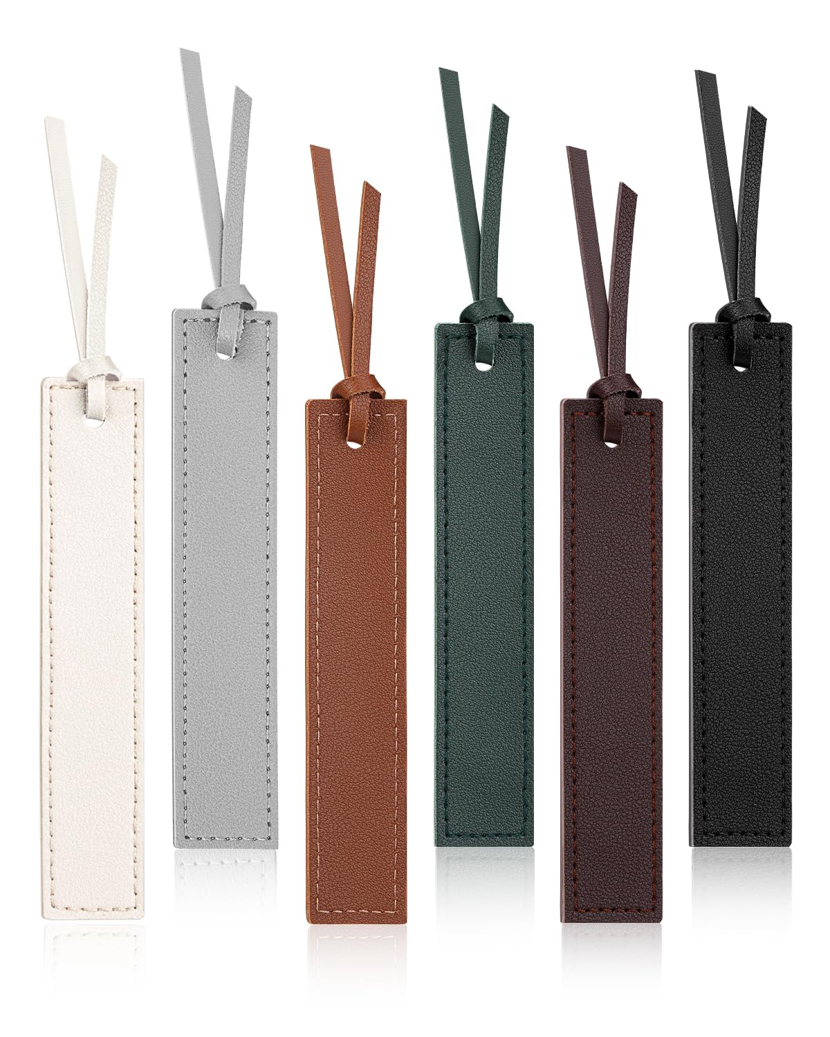 SOCNITC Leather Bookmark, 6 Pcs Classic Style Leather Bookmark, Handmade Stitched Book Mark with Rope, Book Accessories for Reader, and Book Lovers Office Home Supplies