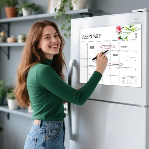Calendar 2025-2026, Magnetic Calendar for Refrigerator – Fridge Calendars from July 2025 to December 2026, 15"x12", Greenery Design, Thick Paper, Easy Organizing for Kitchen & Home & Office