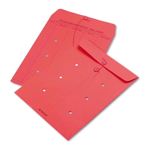 Quality Park 1-Side Print Interoffice Envelopes, String-Tie, Red, 10 x 13, 100 per Carton, (63574)