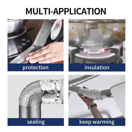 TAPEBEAR 6 Rolls Aluminum Foil Tape, Aluminum Air Duct Tape, Withstand 80°C to 100°C, Heat Resistant Tape Insulation Tape for HVAC, Sealing & Patching, Metal Repair, 3inch x 50yard