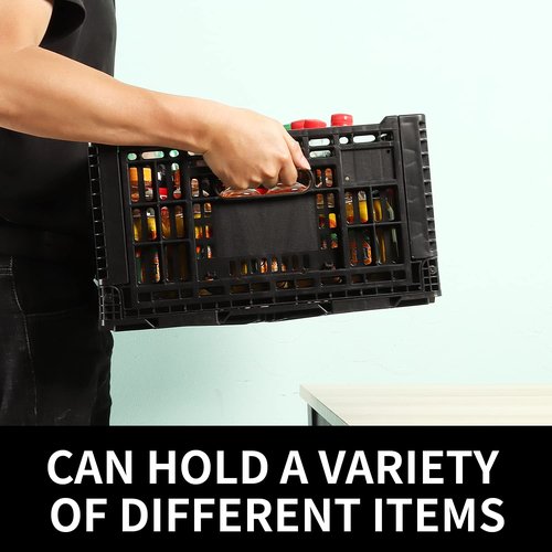 QTJH Collapsible Storage Bin Containe，52 Liter Transferheavy duty plastic storage box ,milk crates heavy duty Transit storage of various items black (1)