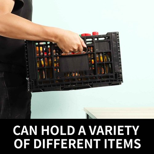 QTJH Collapsible Storage Bin Containe，52 Liter Transferheavy duty plastic storage box,milk crates heavy duty Transit storage of various items black (2)