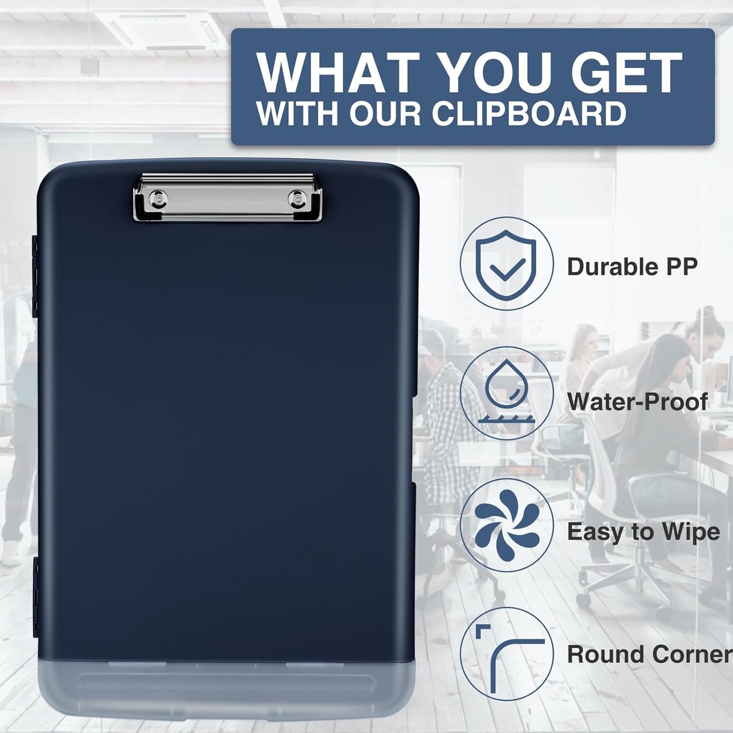 Sooez Clipboard - 8.5 x 11 Storage with Pen Holder | Durable Plastic Organizer for School & Office