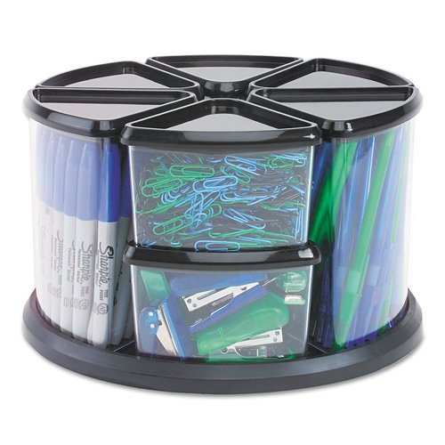 DEFLECT-O Carousel Organizer Set, 3"" and 6"" Canisters (39010104)", black;clear