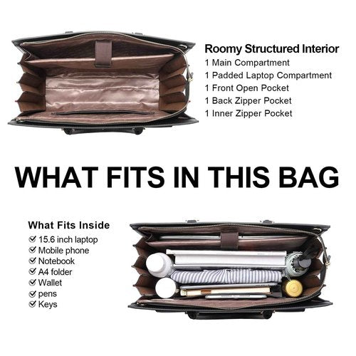 CLUCI Briefcase for Women Vegan Leather 15.6 Inch Laptop Bag Large Pocket Business Ladies Shoulder Bag