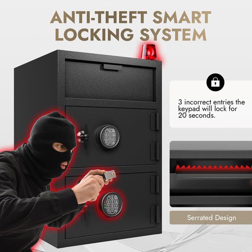 Drop Safe for Business - Heavy Duty 6.95 Cu Ft Depository Safe Box with Drop Slot Money Safes Digital Combination Anti-Fishing Deposit Safes for Home Office Hotel Cash Slips Expense