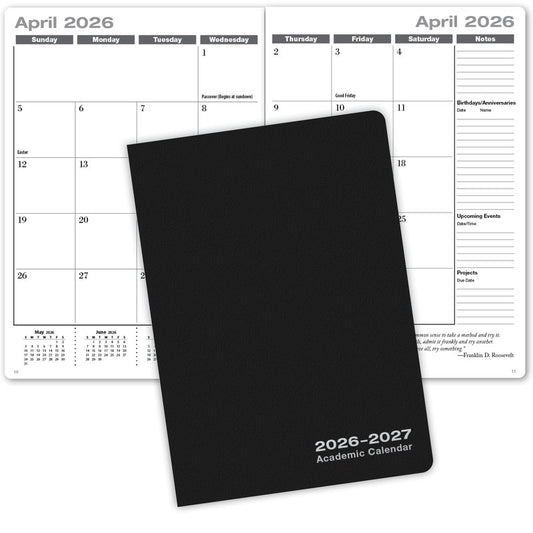 Elan Publishing Company Academic Calendar - 15 Months (April 2026 - June 2027) 7" X 10" Saddle-Stitched Dated for 2026-2027 Academic Year (Black)