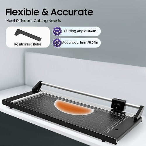 LNUJIUN 24 Inch Rotary Paper Trimmer Photo Paper Cutter with Positioning Ruler & 2 Blades Cut Paper Cutter for Photo Sticker Shops, Offices