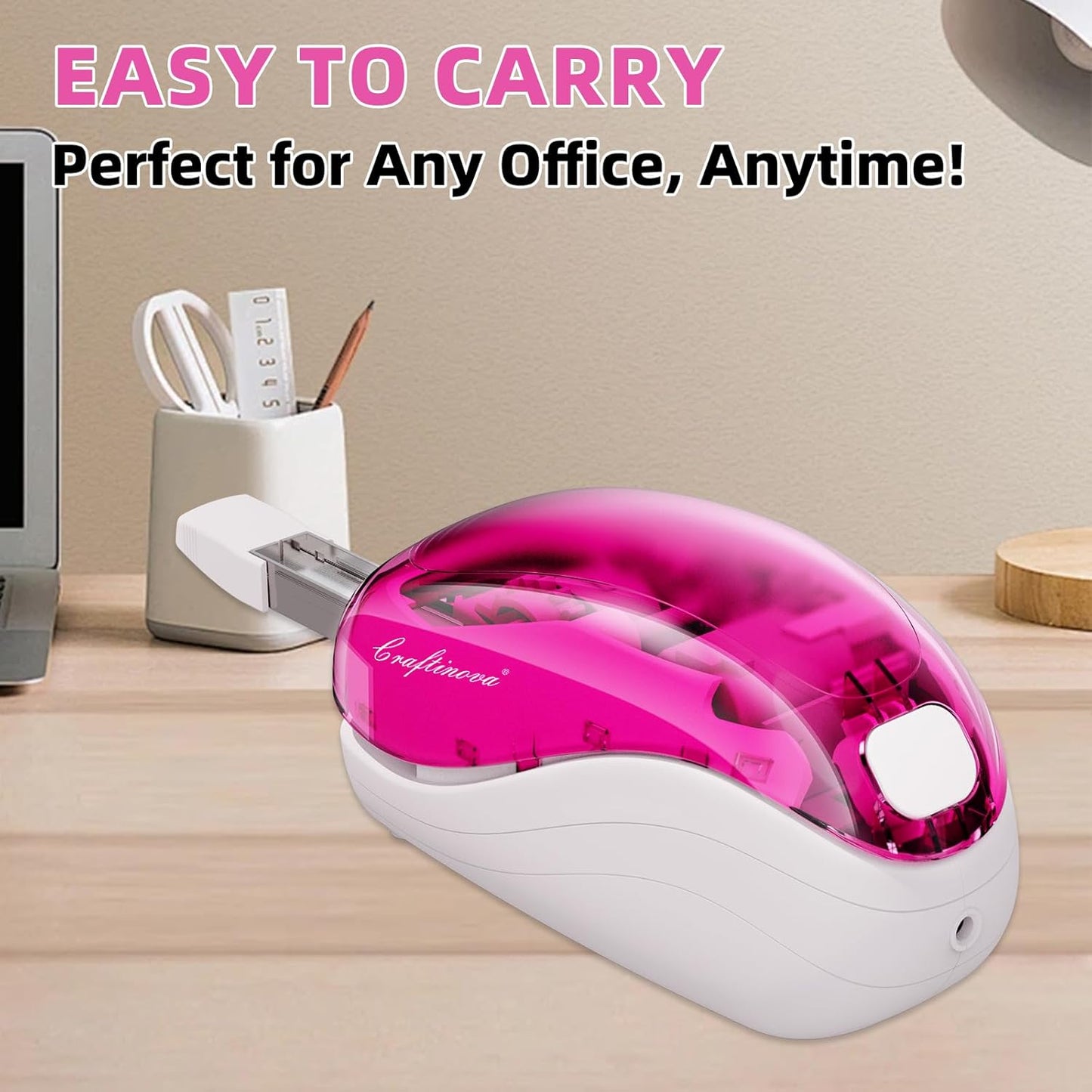 Skiennix Electric Stapler - Pink | 25 Sheet Capacity, Includes 2000 Staples & Staple Remover