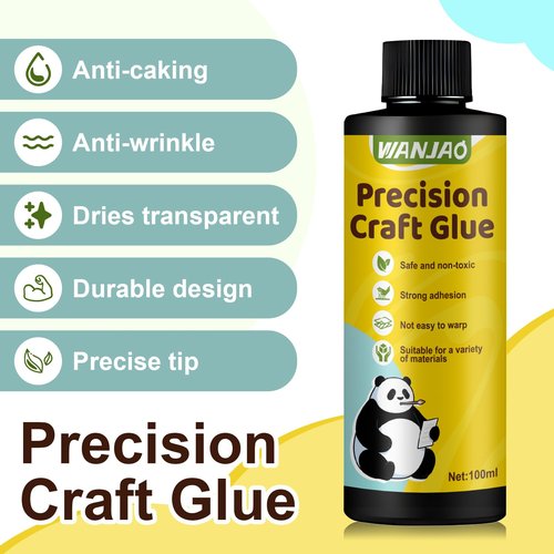 WANJAO Precision Craft Glue, Scrapbook Glue Wall Paper Adhesive Scrapbook Supplies with Tip Kit Dries Clear Strong Adhesion Not Easy to Warp for Paper Crafting Scrapbooking Card Making