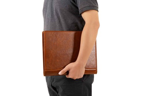 Genuine Leather Portfolio for Men, Leather Clipboard Custom Portfolio, Personalized Leather Binder, Legal Pad Portfolio Organizer Christmas Gift for His/Her (Clipboard, Shiny Brown-Standard)