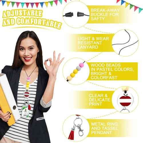 30 Pcs Teacher Appreciation Gifts Bulk Beaded Teacher Lanyards Bulk with ID Holder Marker Supplies for Thanksgiving Christmas