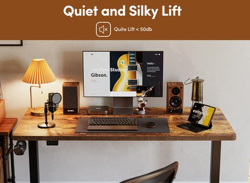 BANTI 55'' Standing Desk, Electric Stand up Height Adjustable Home Office Table, Sit Stand Desk with Splice Board, Rustic Brown