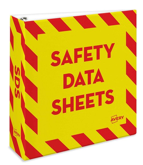 Avery Heavy-Duty Industrial SDS Binder, 3" One-Touch Rings, Yellow/Red Border (18952)