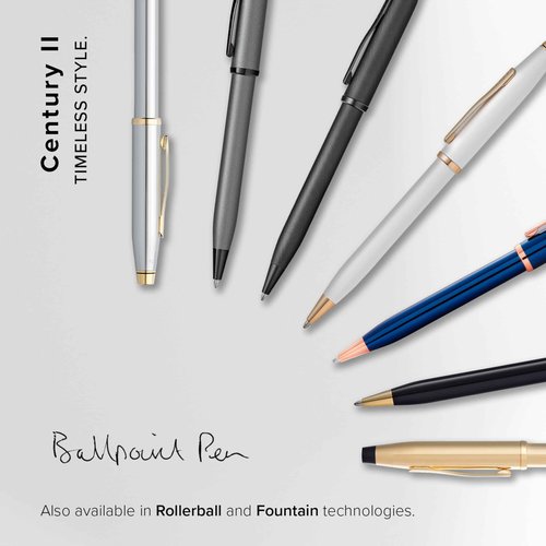 Cross Century II Refillable Ballpoint Pen Presented in a Luxury Gift Box - Medium Point, Black Ink, Black & Gold