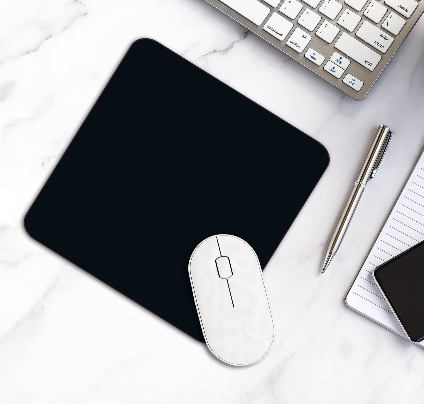 Premium Square Waterproof Mouse Pad - Non-Slip Rubber Base, 9x9 inches (Black)