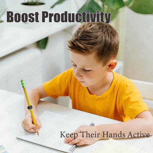 Rhaum Threaded Fidget Pencil, Threaded Pencils for ADHD, Twist and Write Weighted Wooden Pencil Fidgets, Textured Sensory Pen-cil Sleeve, Office Gadgets, Autism Learning Materials, Spin Pen(5pcs)