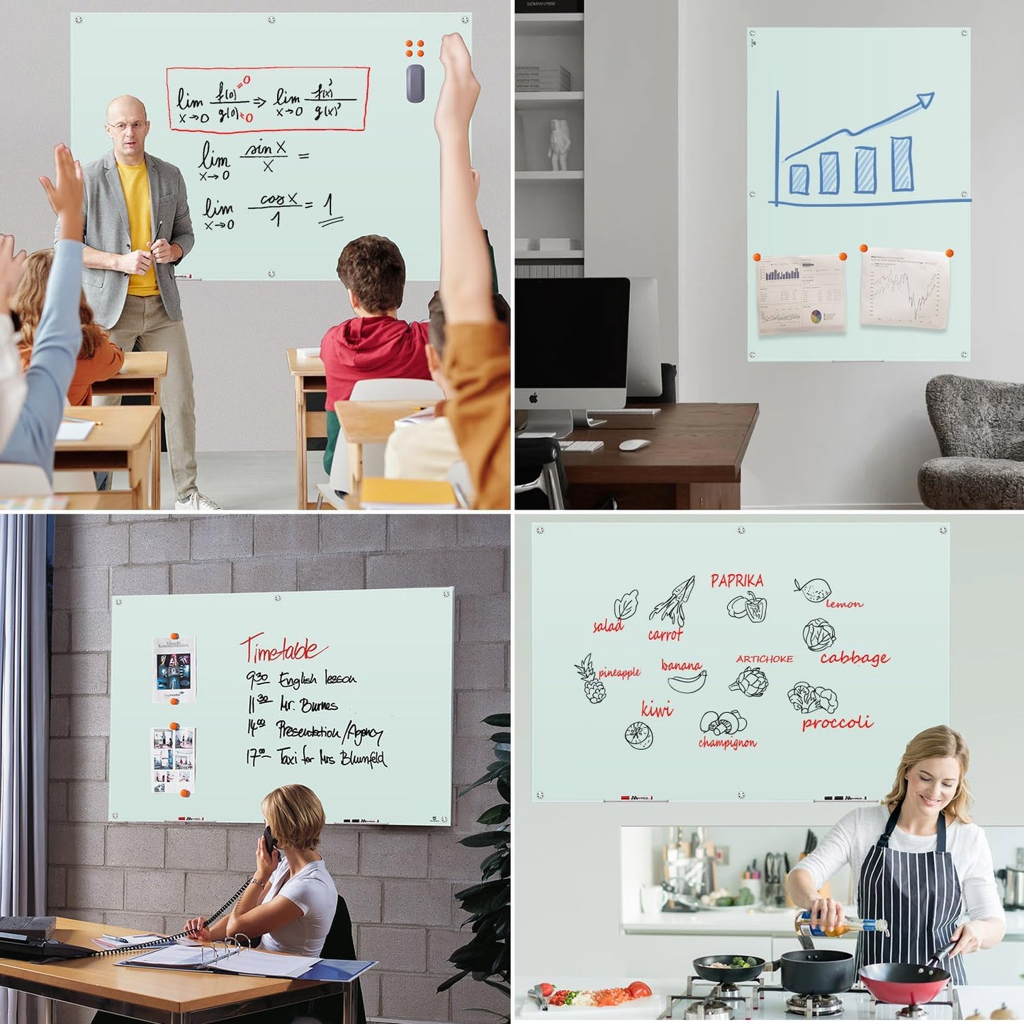 TSJ OFFICE Glass Dry-Erase Board - 72 x 48 Inches | Extra Large Frameless Magnetic Whiteboard for Home & Office