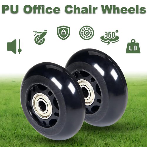 3" x 1" 4Pcs Chair Caster Wheels 3 Inch PU Caster Wheels Just Wheel, 1 inch Width, 75mm Plate Casters, Roller Wheel with Bearing Office Chair Wheels Storage Cart Rolling Cart