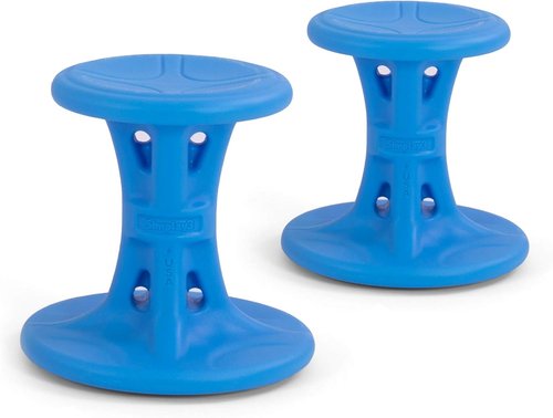 Simplay3 14" Play Around Wiggle Chairs - 2-Pack Kids Wobble Stools for Ages 5-8 | Blue, Made in USA