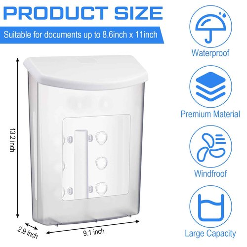 Menkxi 3 Pcs Outdoor Estate Brochure Box Plastic Brochure Holder with Lid Waterproof Wall Mount Flyer Holder Literature Permit Box Magazine Business Card Holder for Office Store Estate Supplies