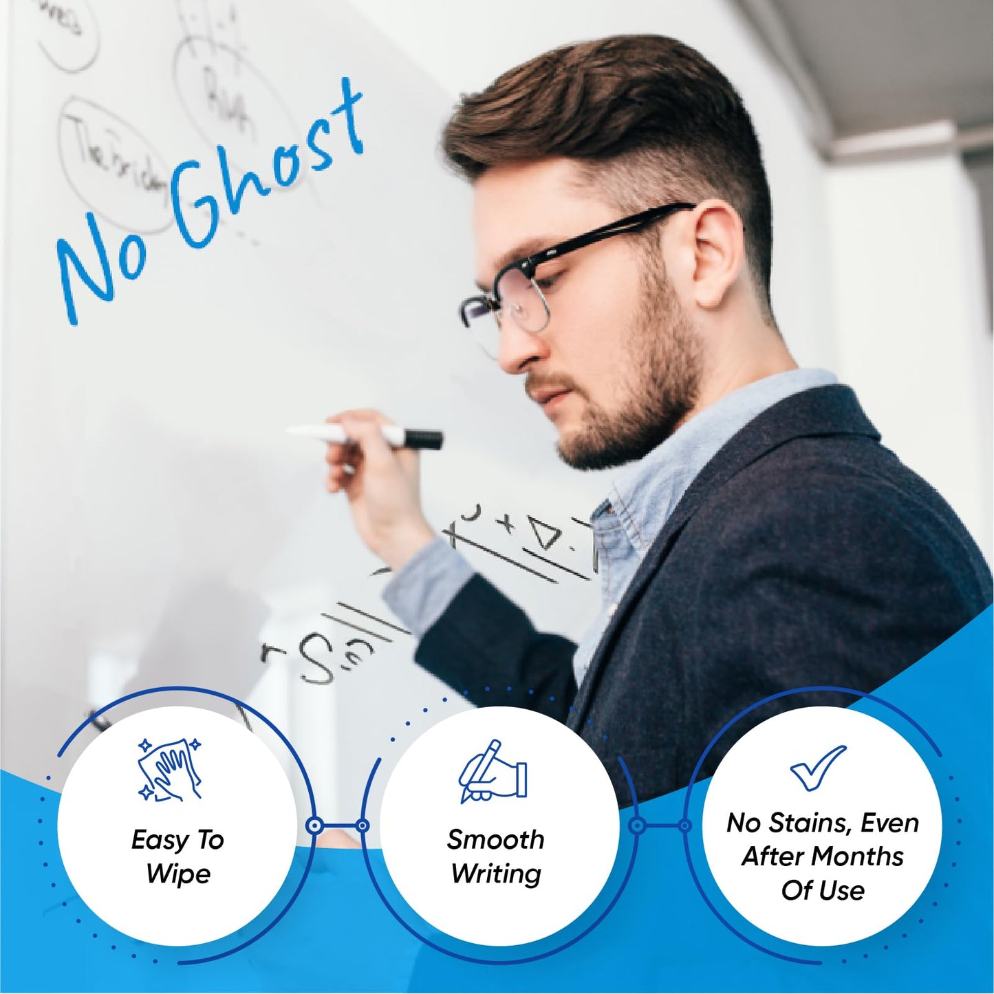 HeatPomelo Whiteboard Sticker for Wall, 120" x 18" No Ghosting Peel and Stick Dry Erase White Board Roll, Stain-Proof Self-Adhesive Whiteboard Paper for Home, Office, Classroom
