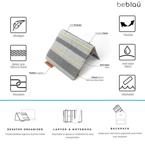 Beblau FOLD Portable Electronic Organizer – Attachable Device & Desktop Accessory | Office & Home Organizer | Fits 13"-15" Laptops & A4 Notebooks | Backpack Insert | Personal organizer