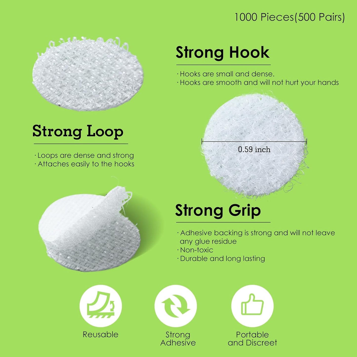 Skiennix Strong Adhesive Sticky Dots - 1000 Pcs Round Circle Stickers for Arts & Crafts | 0.59 Inch, White